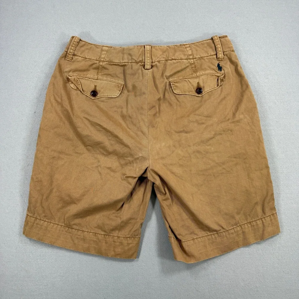 Polo Ralph Lauren Shorts Mens 33 Chino Khaki Flat Front Cotton Twill Summer